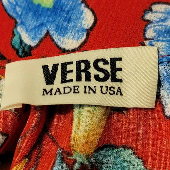 VERSE Womens Floral Boho Blouson Spaghetti Strap Maxi Dress Size XL Red Blue - Picture 11 of 16